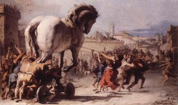 喬萬尼 多米尼尅 提埃波羅 The Procession Of The Trojan Horse In Troy